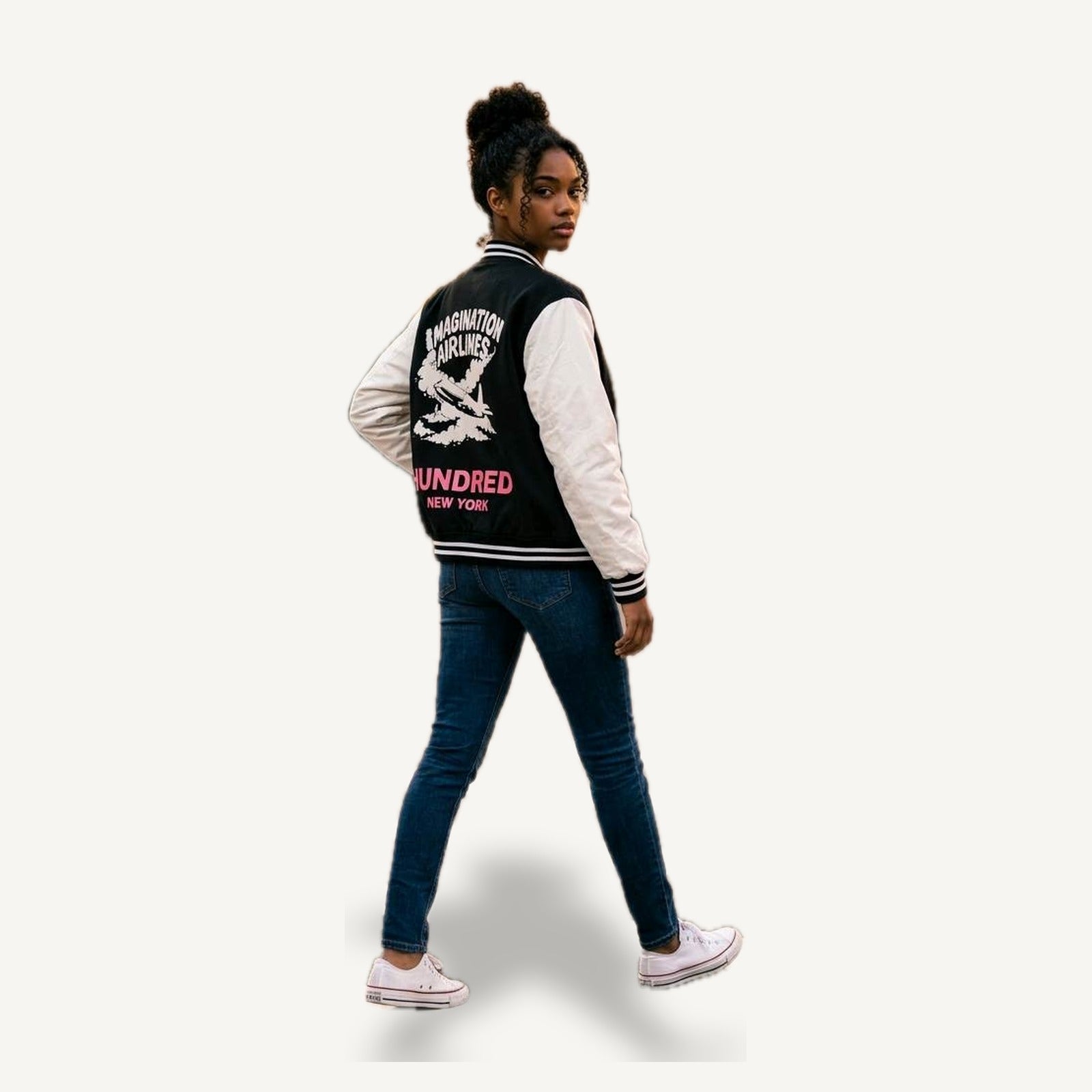 Imagination Airlines Varsity Jacket — Black / Cream — OUT-01_imagination-varsity_black_02-model
